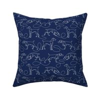 Continuous Line Weimaraners With Docked Tails (Navy and White) – Medium Scale