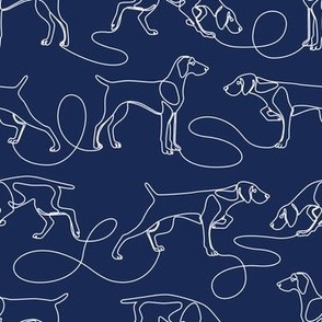 Continuous Line Weimaraners With Docked Tails (Navy and White) – Medium Scale