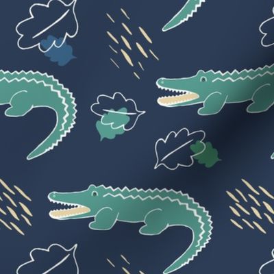 crocodiles and leaves