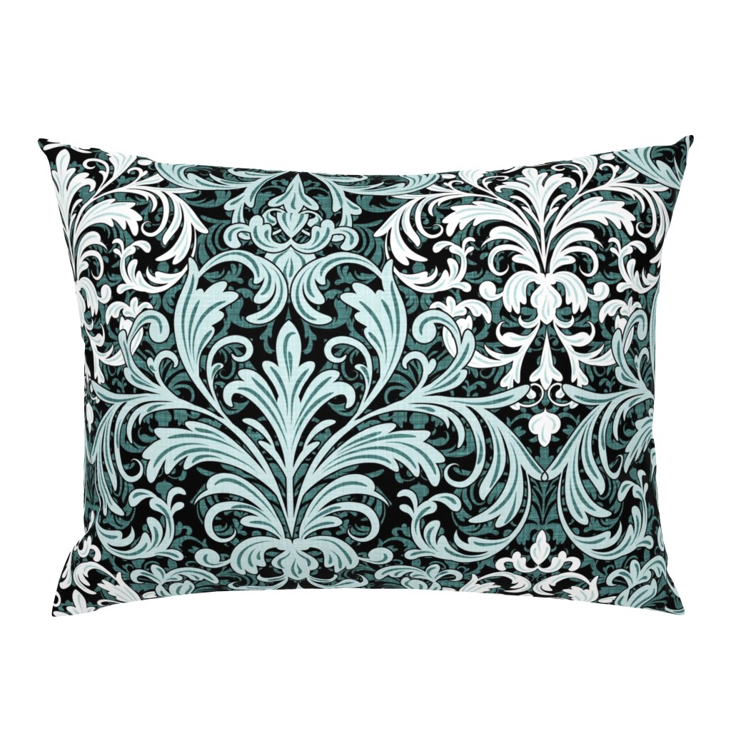 Rich Floral Damask Pattern Pine And Mint 