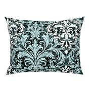 Rich Floral Damask Pattern Pine And Mint 