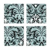 Rich Floral Damask Pattern Pine And Mint 