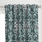 Rich Floral Damask Pattern Pine And Mint 