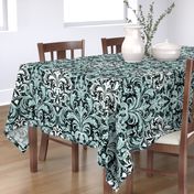 Rich Floral Damask Pattern Pine And Mint 