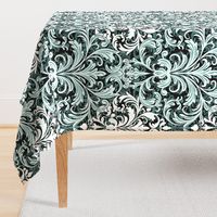 Rich Floral Damask Pattern Pine And Mint 