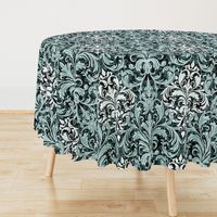 Rich Floral Damask Pattern Pine And Mint 