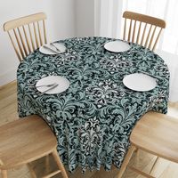 Rich Floral Damask Pattern Pine And Mint 