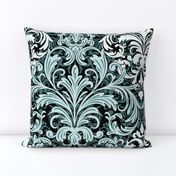 Rich Floral Damask Pattern Pine And Mint 