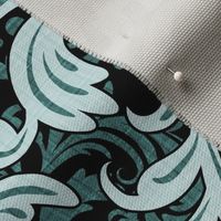 Rich Floral Damask Pattern Pine And Mint 