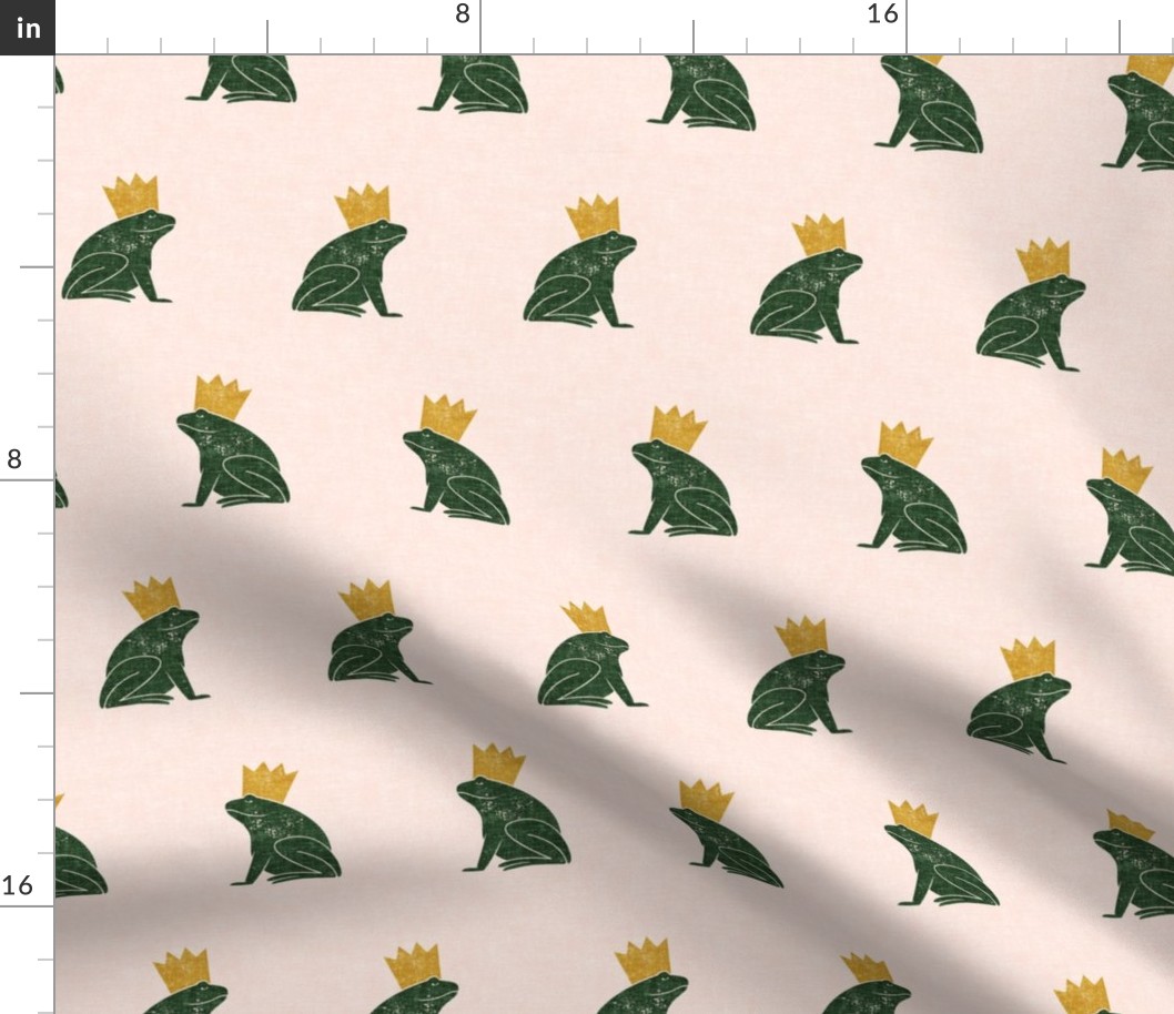 frog prince - frog with crown - green on pink - LAD20