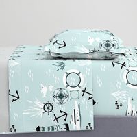 NAUTICAL pattern in MINT AND GREEN by CLARKY WORKS-01