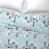 NAUTICAL pattern in MINT AND GREEN by CLARKY WORKS-01