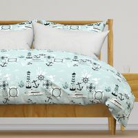 NAUTICAL pattern in MINT AND GREEN by CLARKY WORKS-01