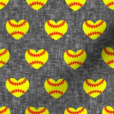softball heart - grey - LAD20