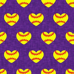 softball heart - purple - LAD20