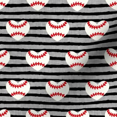 baseball hearts - black and grey stripes - spring sports - LAD20