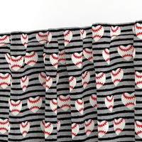 baseball hearts - black and grey stripes - spring sports - LAD20