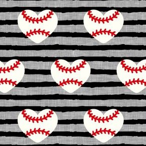 baseball hearts - black and grey stripes - spring sports - LAD20
