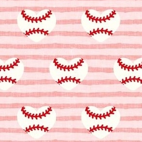 baseball hearts - pink on pink stripes - spring sports - LAD20
