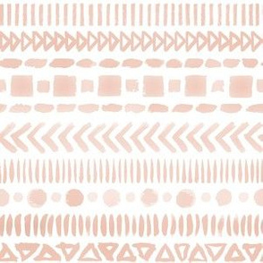 Blush Pink Geometric Shapes Doodle Stripes - Small Scale