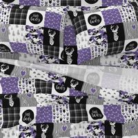 Little Lady//Deerly Loved//Black & Purple - Wholecloth Cheater Quilt