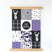 Little Lady//Deerly Loved//Black & Purple - Wholecloth Cheater Quilt