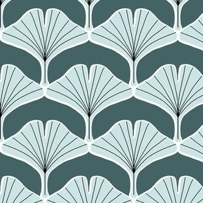 Ginkgo leaves in pine and mint pattern tile