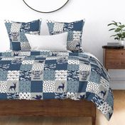 Hunting2 | Hunting Duck Deer Wholecloth Quilt | Camo Navy Blue