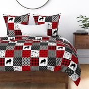 Wolf3 | Wolf Wholecloth Quilt | Plaid Arrow Red Black Grey Gray 