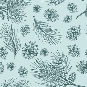 Pine Cones and Pine Branches (Mint and Pine) – Medium Scale