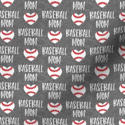 baseball mom - baseball heart - white on grey - LAD20
