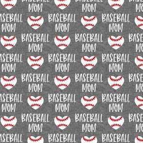 baseball mom - baseball heart - white on grey - LAD20