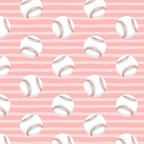 (1.25" scale) baseballs - pink stripes C20BS