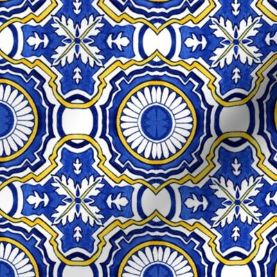 Azulejos Tlie Floral Circles Indigo