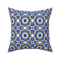 Azulejos Tlie Floral Circles Indigo