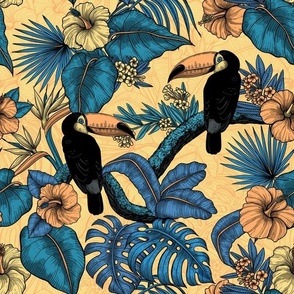 Toucan garden in blue and yellow