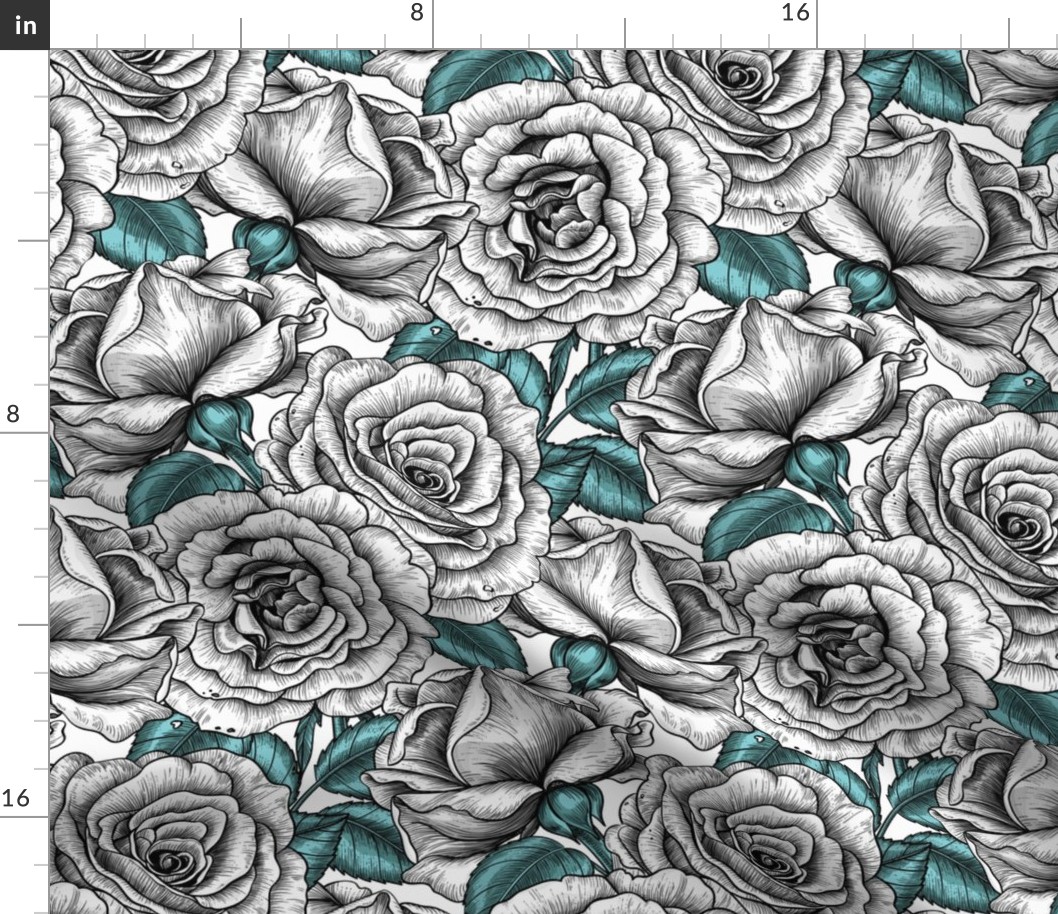 White roses, seamless vector pattern