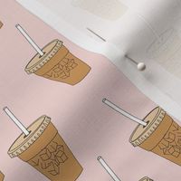 iced coffees fabric - coffee fabric, latte fabric, coffee design, cute coffee, - blush