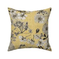 Faux Burlap Wild Yellow  Rose