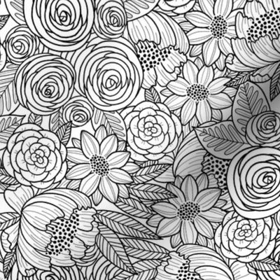 floral linework - black