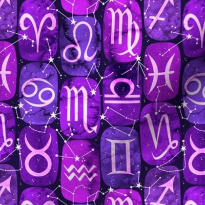 Zodiac Symbols in Purple