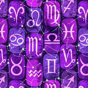 Zodiac Symbols in Purple