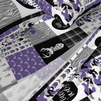 Little Lady//Deerly Loved//Black&Purple - Wholecloth Cheater Quilt - Rotated