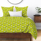 Spring Fresh White Rose Floral // Chartreuse 