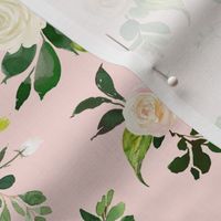 Spring Fresh White Rose Floral // Lt. Peachy Pink