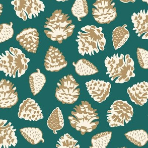 Pinecones Green and Gold