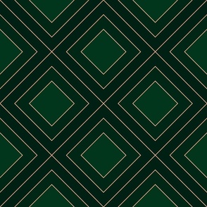 ART DECO NESTED SQUARES - GOLD ON GREEN