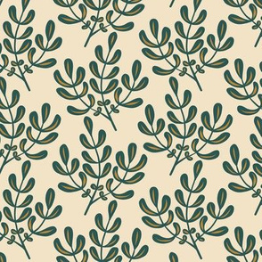 Big branches-Cream Dark Green