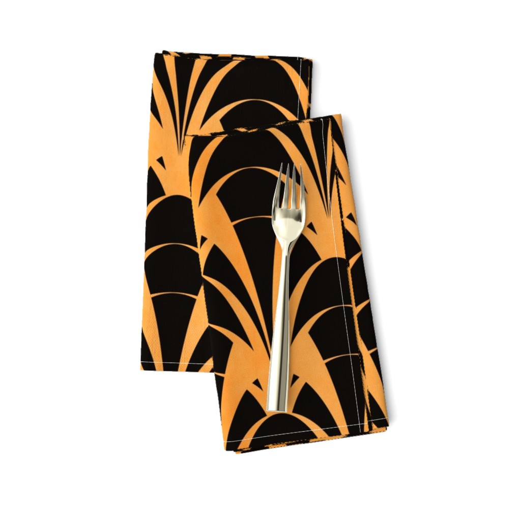 ART DECO FLOWERS, WARM GOLD ON BLACK