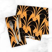 ART DECO FLOWERS, WARM GOLD ON BLACK